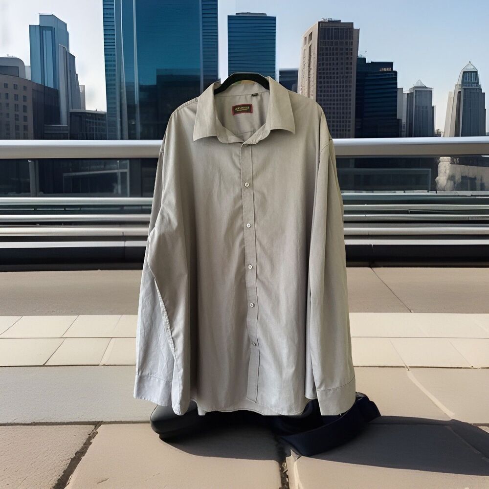 BIG & TALL  Luxurious Wear Comfortable Mens Dress Shirt Grey Size 4XL EUC